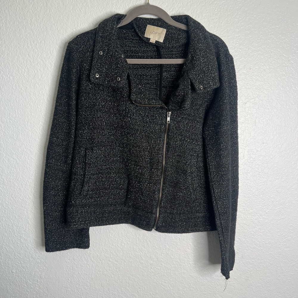 Loft Charcoal Grey Zip Up Motor Jacket Medium